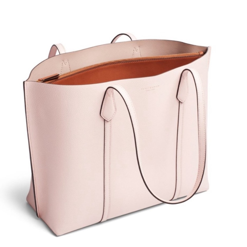 Tory Burch Perry Triple Compartment Tote Bag in Pink Textured Leather - Picture 2 of 14